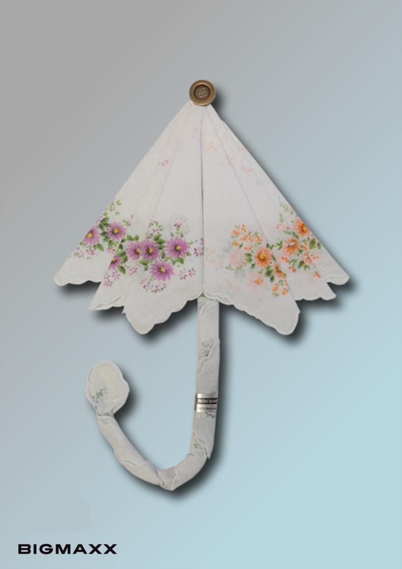 3er Pack Damen Taschentücher Motiv Regenschirm Geschenkset Stofftaschentücher