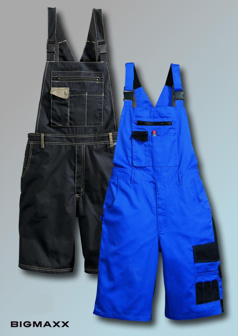 KORSAR Latz Bermuda Herren Arbeitshose Latzhose Outdoorhose blau und schwarz Gr 44 bis 64