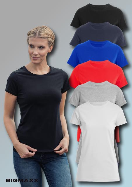 Damen T-Shirt Rundneck Luxury kurzarm Shirt Gr. XS bis 5XL in 6 Farben Fair4all